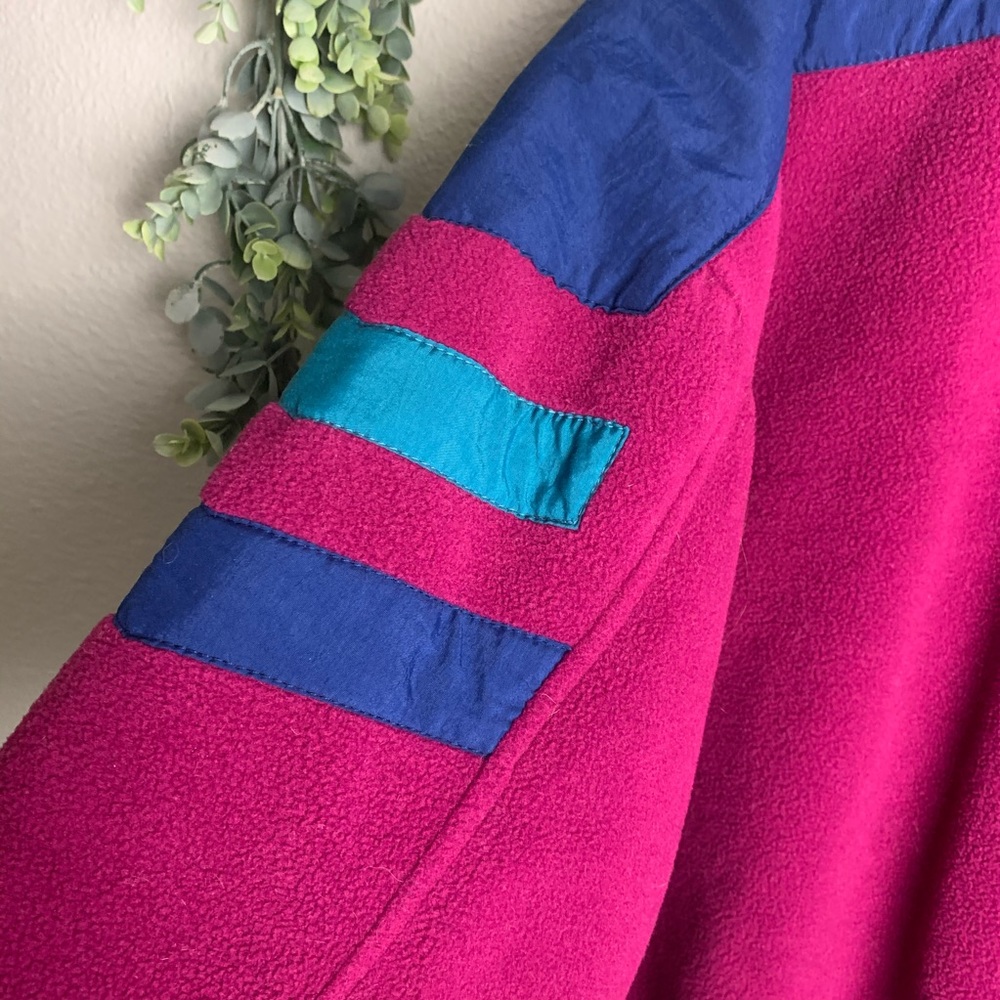 Vintage 80’s Whistler Fleece Jacket Sz L Colorful pink green blue cozy Oversized - Picture 7 of 10